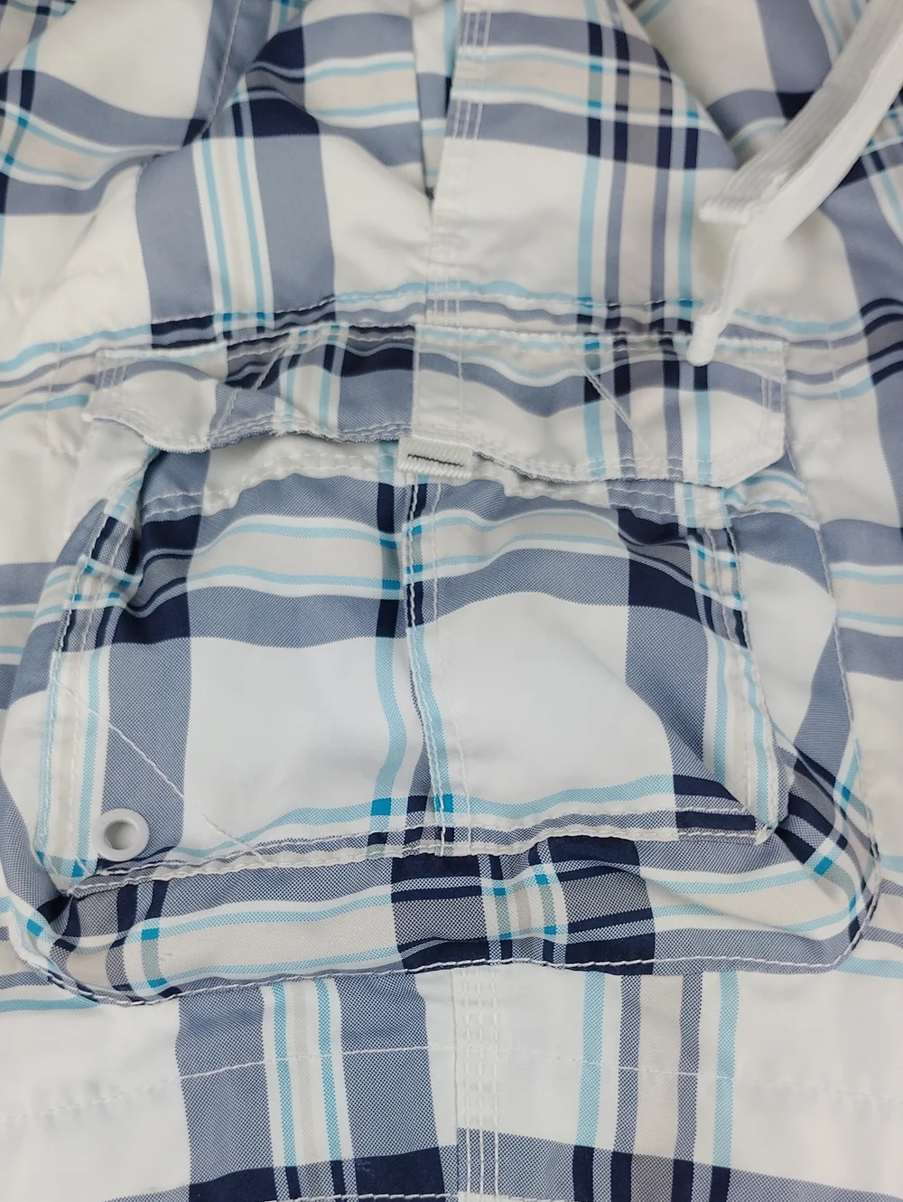 OP Men's Plaid Swim Trunks - White/Navy